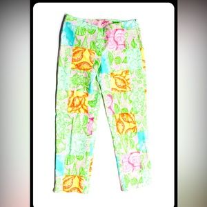 Lilly Pulitzer cotton madras pants, bright, print, size 2 vintage